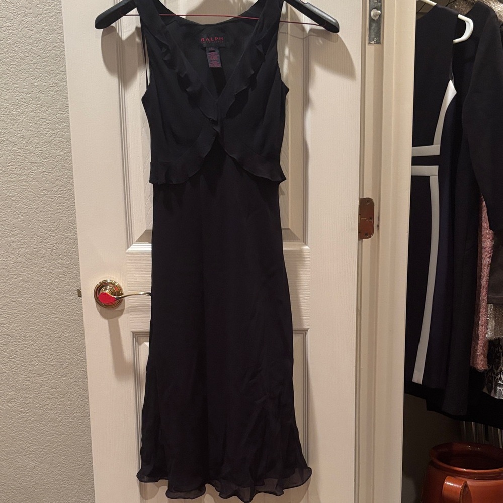 Ralph Lauren Black Ruffle Midi Dress